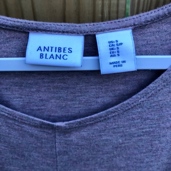 Antibes Blanc Shirt Front Twist Sz. S Plum Beige Athlesuire - Picture 4 of 9